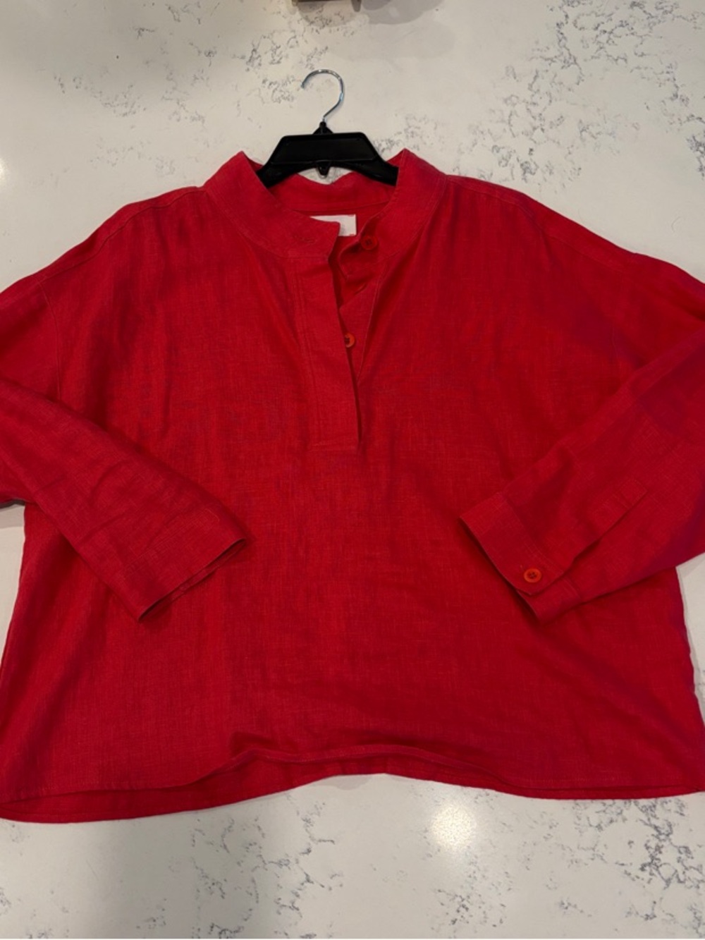 XiRENA Red Long-Sleeve Red Linen Blouse